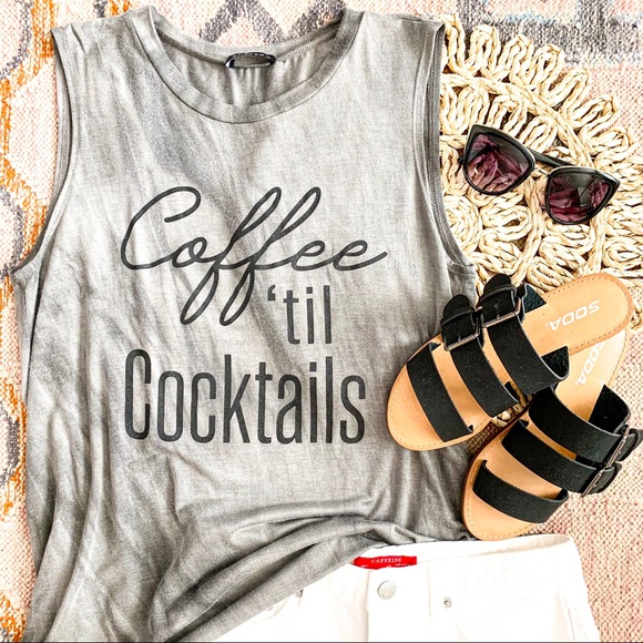 Just About Noon Tops - ✨ Final Price- Coffee til Cocktails Graphic Tank